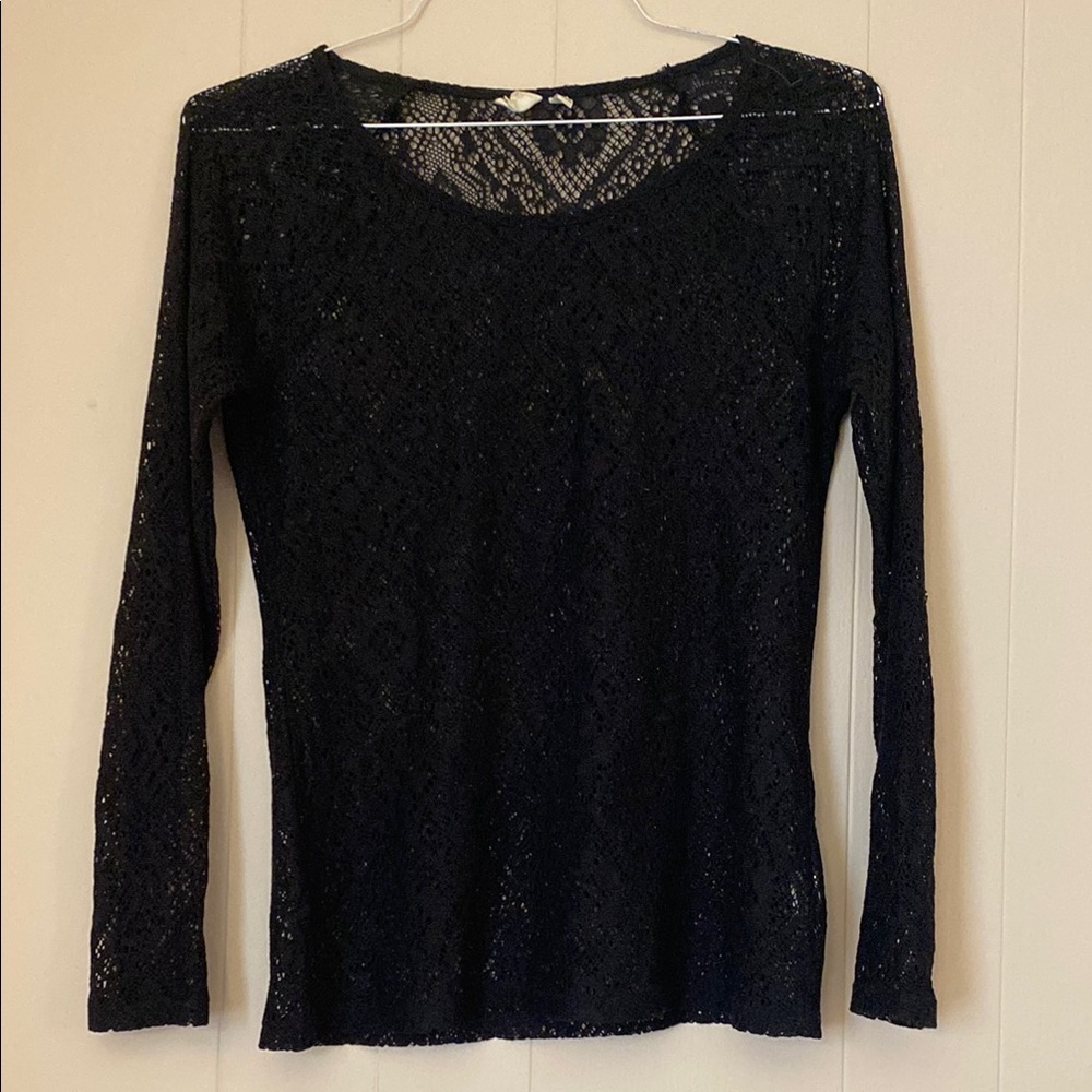 Mudd Black Fitted Lace Long Sleeve